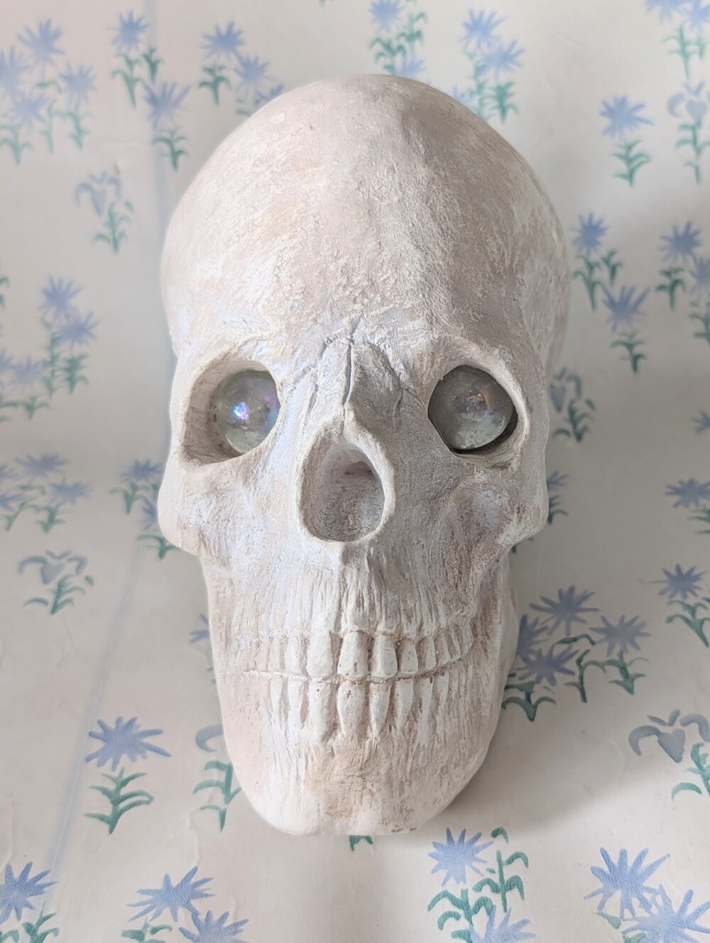 Vintage Ceramic Skull Candle Holder Halloween Skeleton Altar Gothic Witch Decor